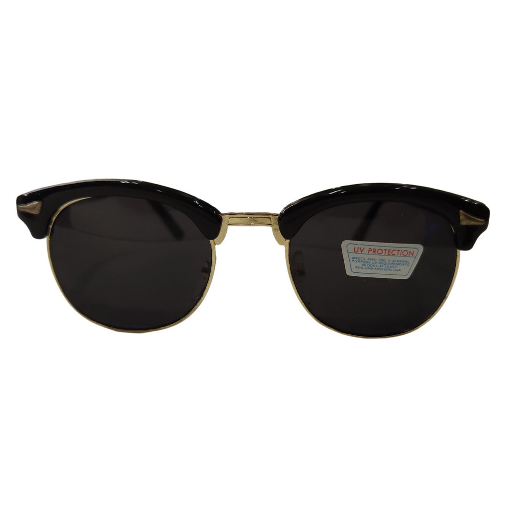 Schwarz-goldene Vintage Sonnenbrille mit Smoke-Gläsern