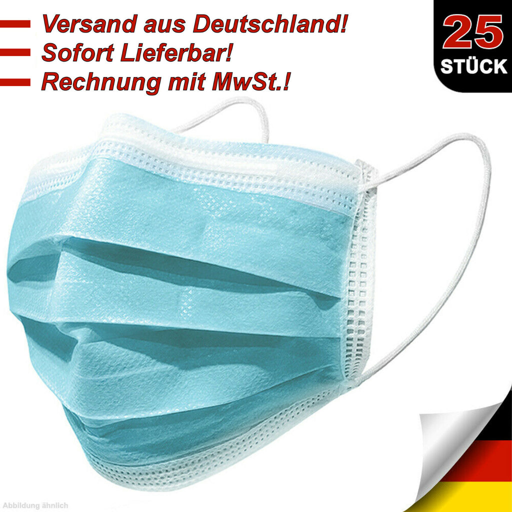 25 Medizinische OP Maske 3-lagig Mundschutz Atemschutz Gesichtsmaske Einweg - 3KShop.de