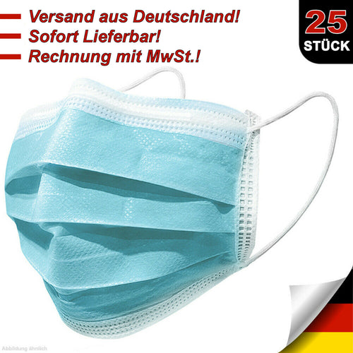 25 Medizinische OP Maske 3-lagig Mundschutz Atemschutz Gesichtsmaske Einweg - 3KShop.de