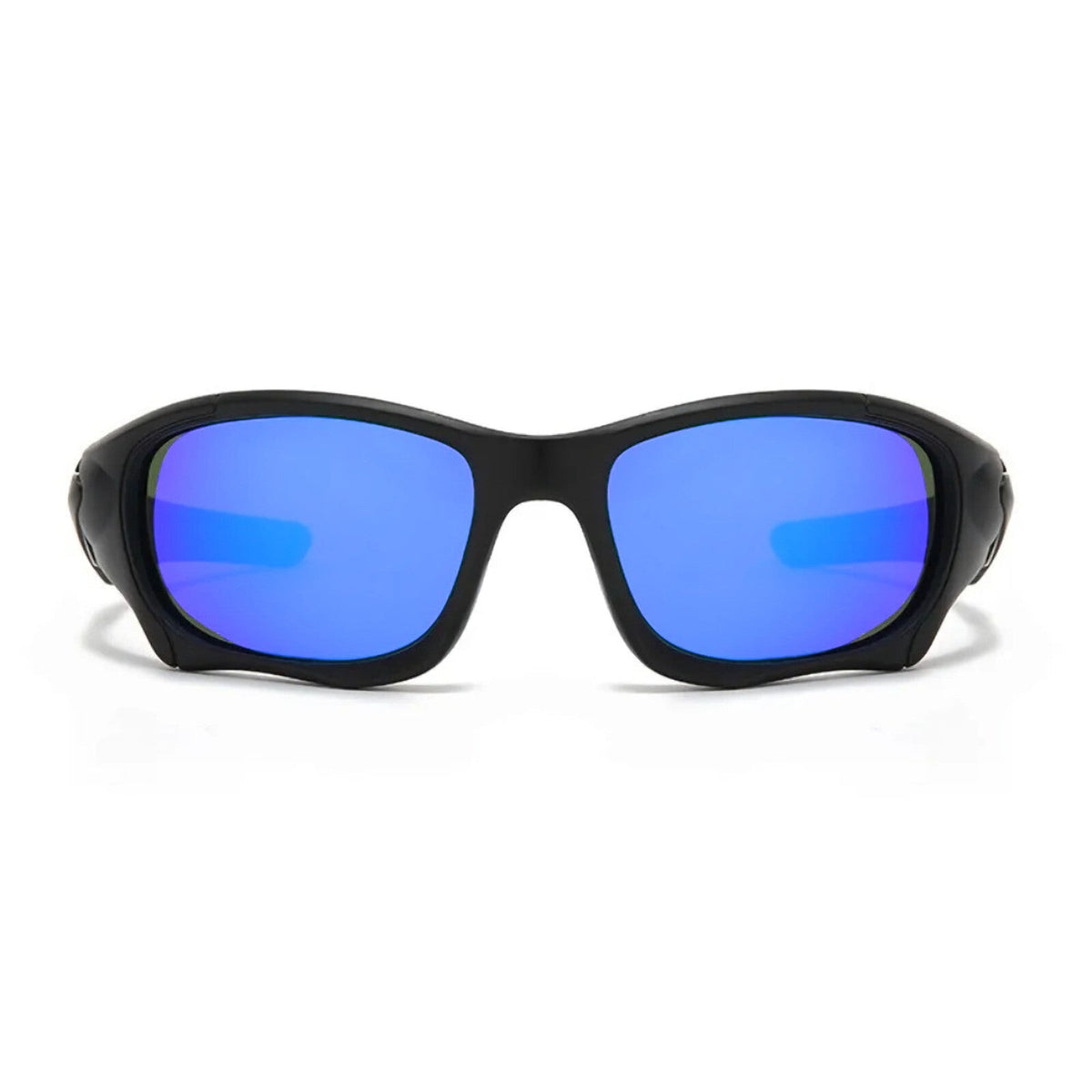 Schwarz-blaue Sport-Sonnenbrille aus Polycarbonat