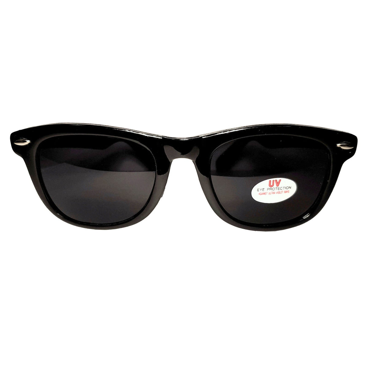 Schwarze Wayfarer-Sonnenbrille mit extra dunklen Gläsern