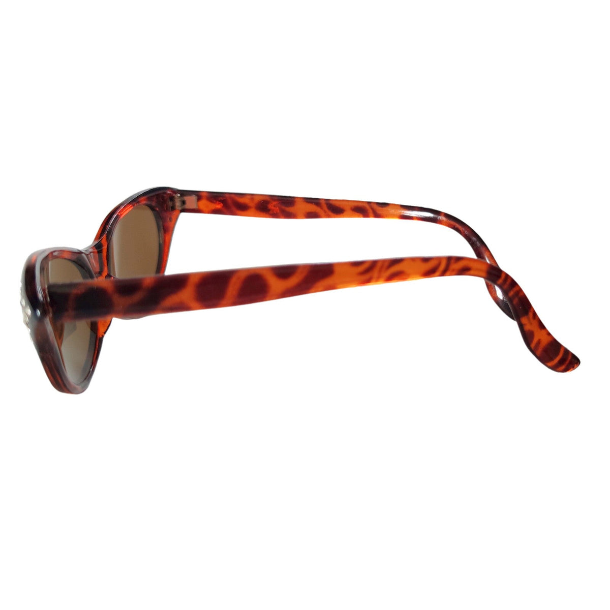 Braun getigerte Cat-Eye-Sonnenbrille mit Strass