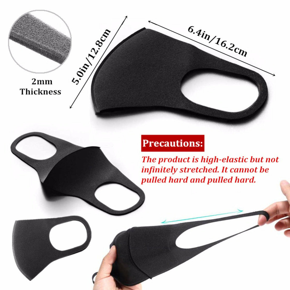 1 - 10 x Mundschutz Behelf Mund Nasen Atem Schutz Maske Waschbar Schwarz - 3KShop.de
