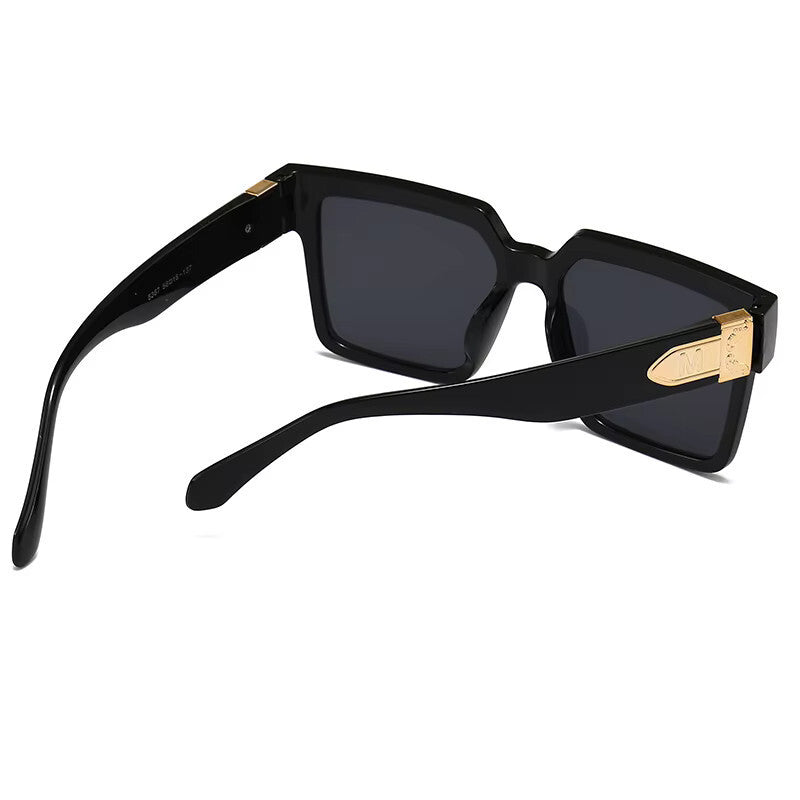 Oversized Vintage Sonnenbrille Schwarz-Gold