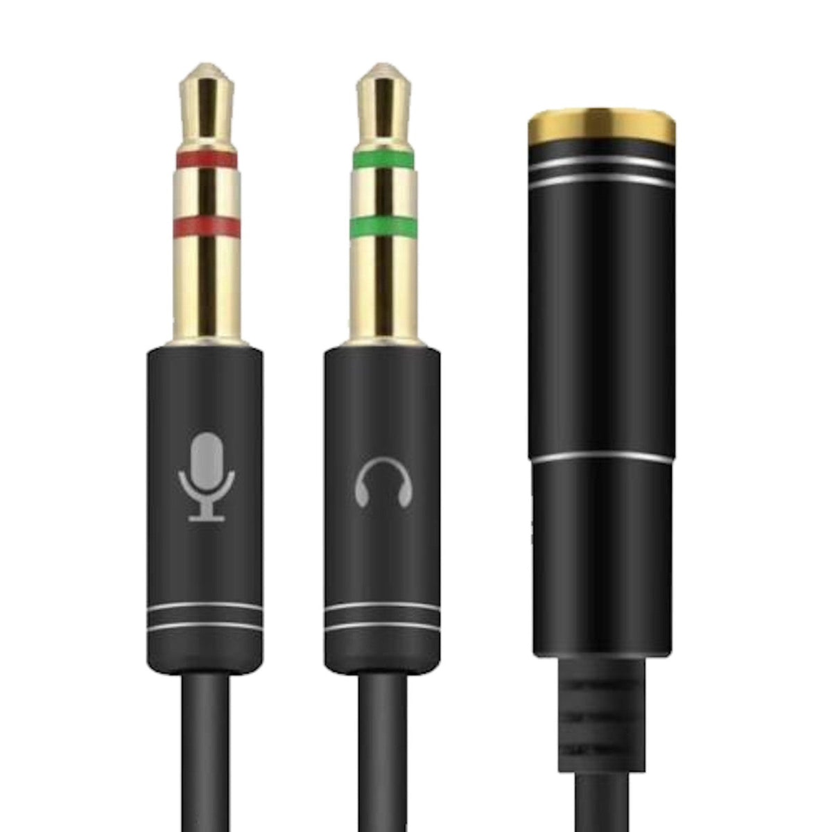 Schwarzer 3,5-mm-Headset-Splitter für Audio und Mikrofon