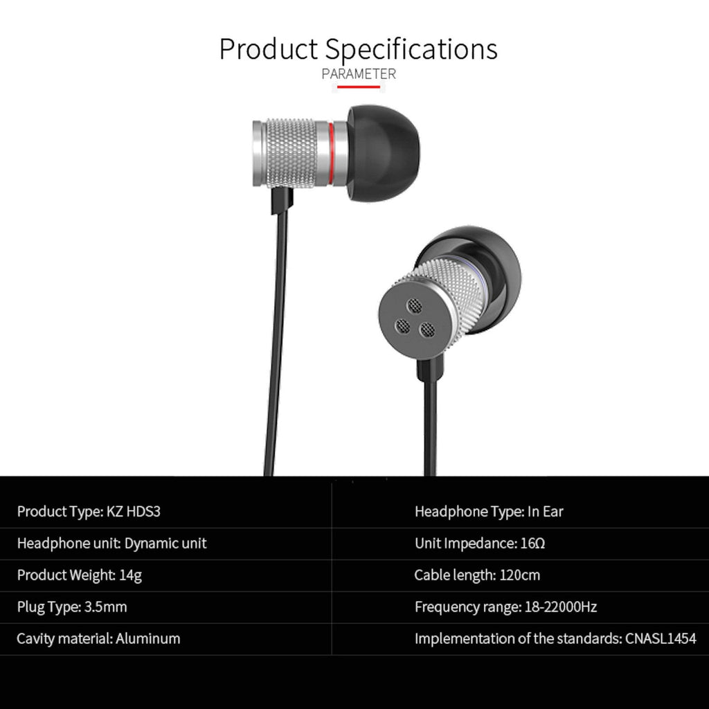 Silbernes KZ HDS3 In-Ear-Headset mit Hardcase