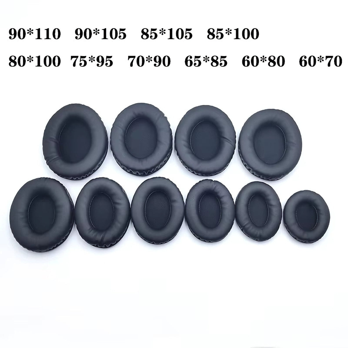 Ovale schwarze Memory-Foam Ohrpolster in verschiedenen Größen