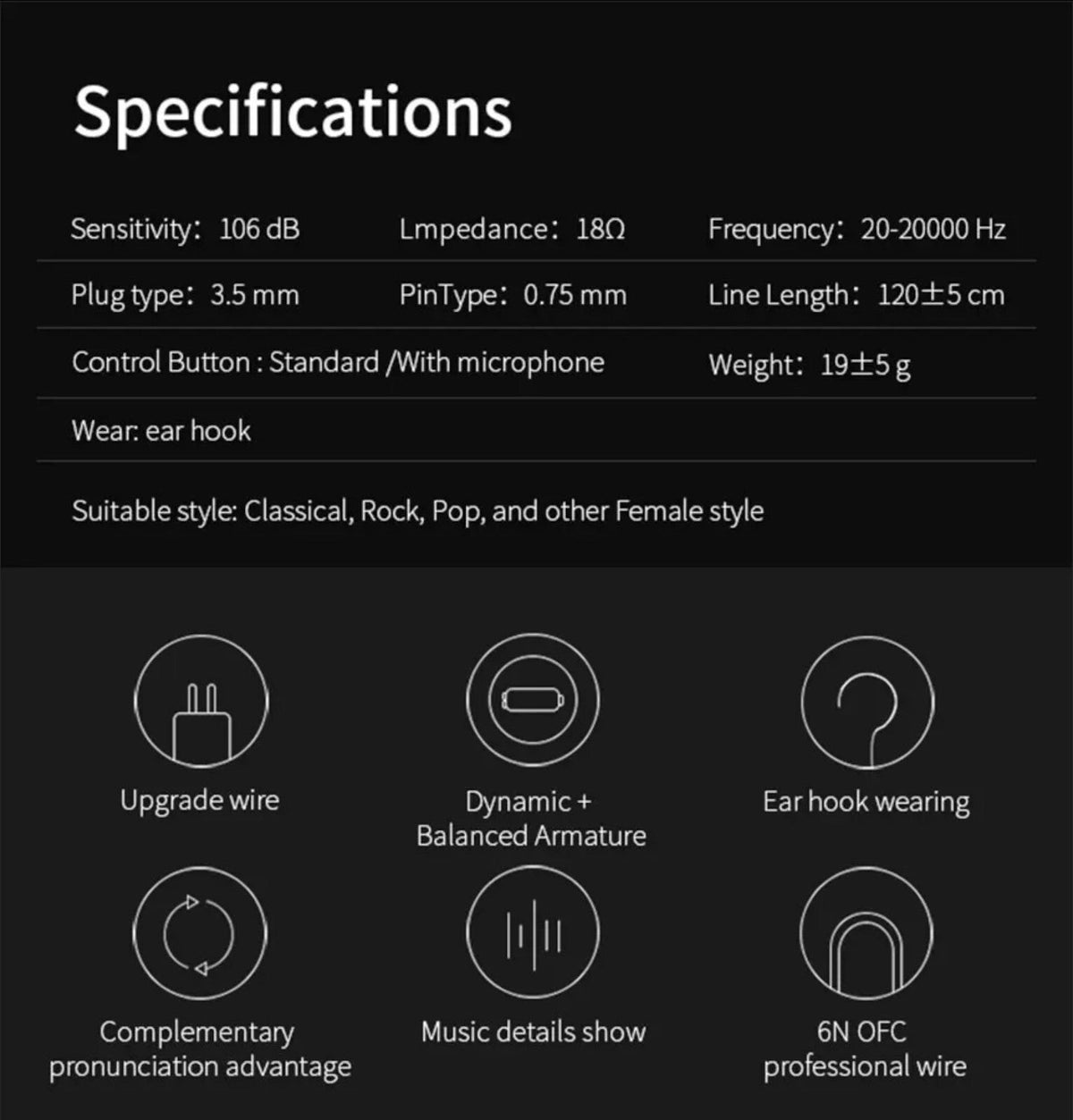 Schwarzes KZ ZST Pro Hybrid In-Ear-Headset