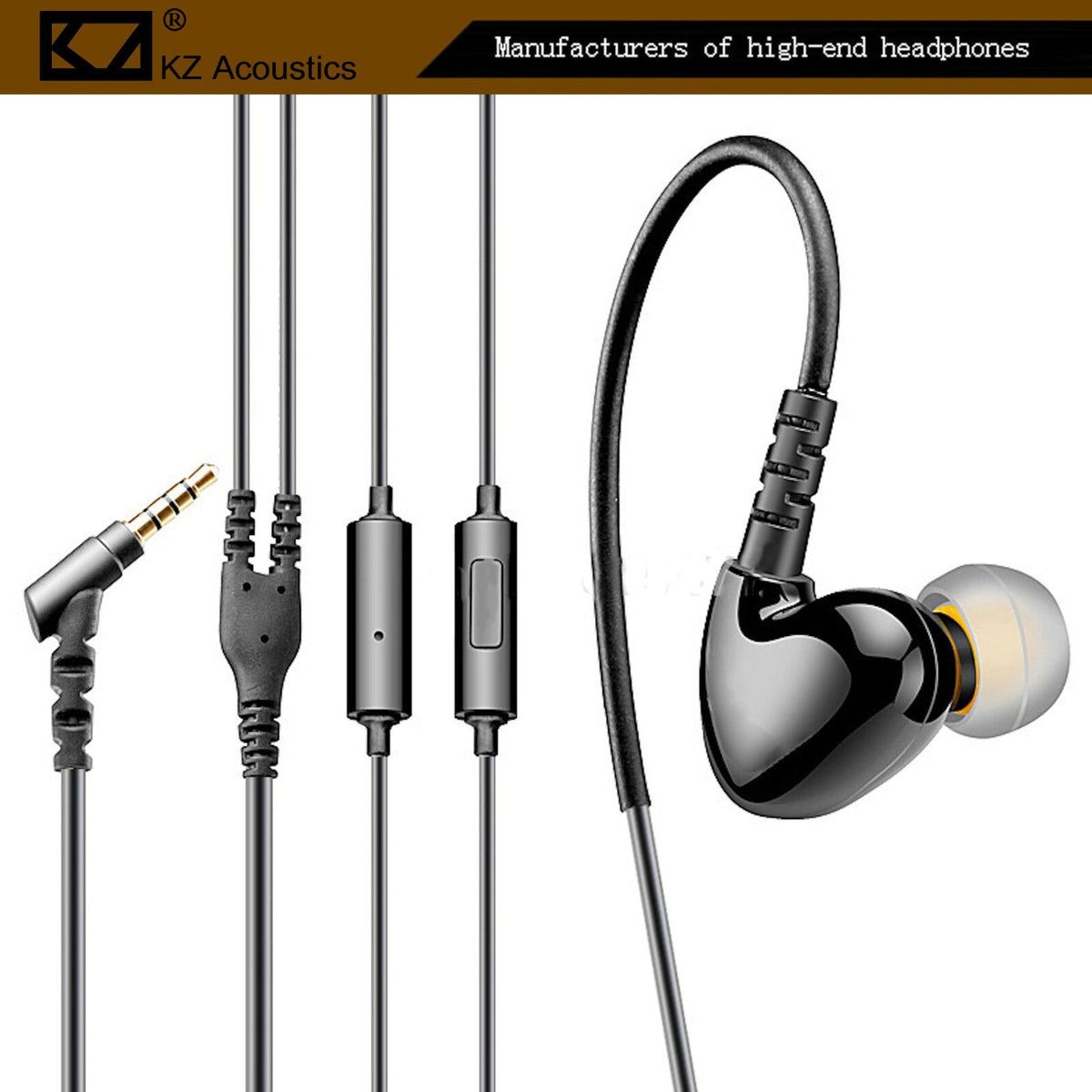 Schwarze KZ S6 Pro Sport In-Ear-Kopfhörer