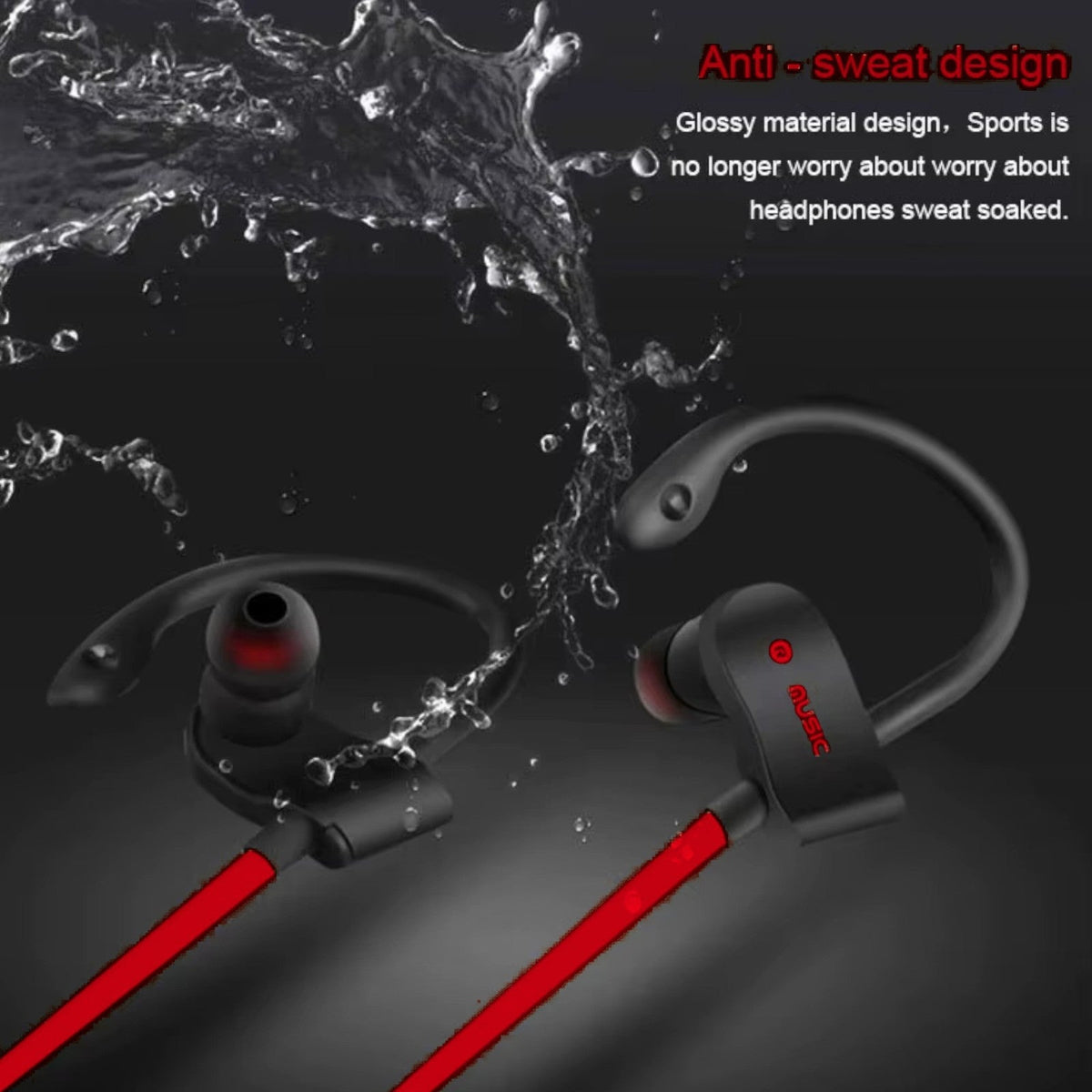 Roter OB-01 Bluetooth Sport-In-Ear-Kopfhörer mit Ohrbügel