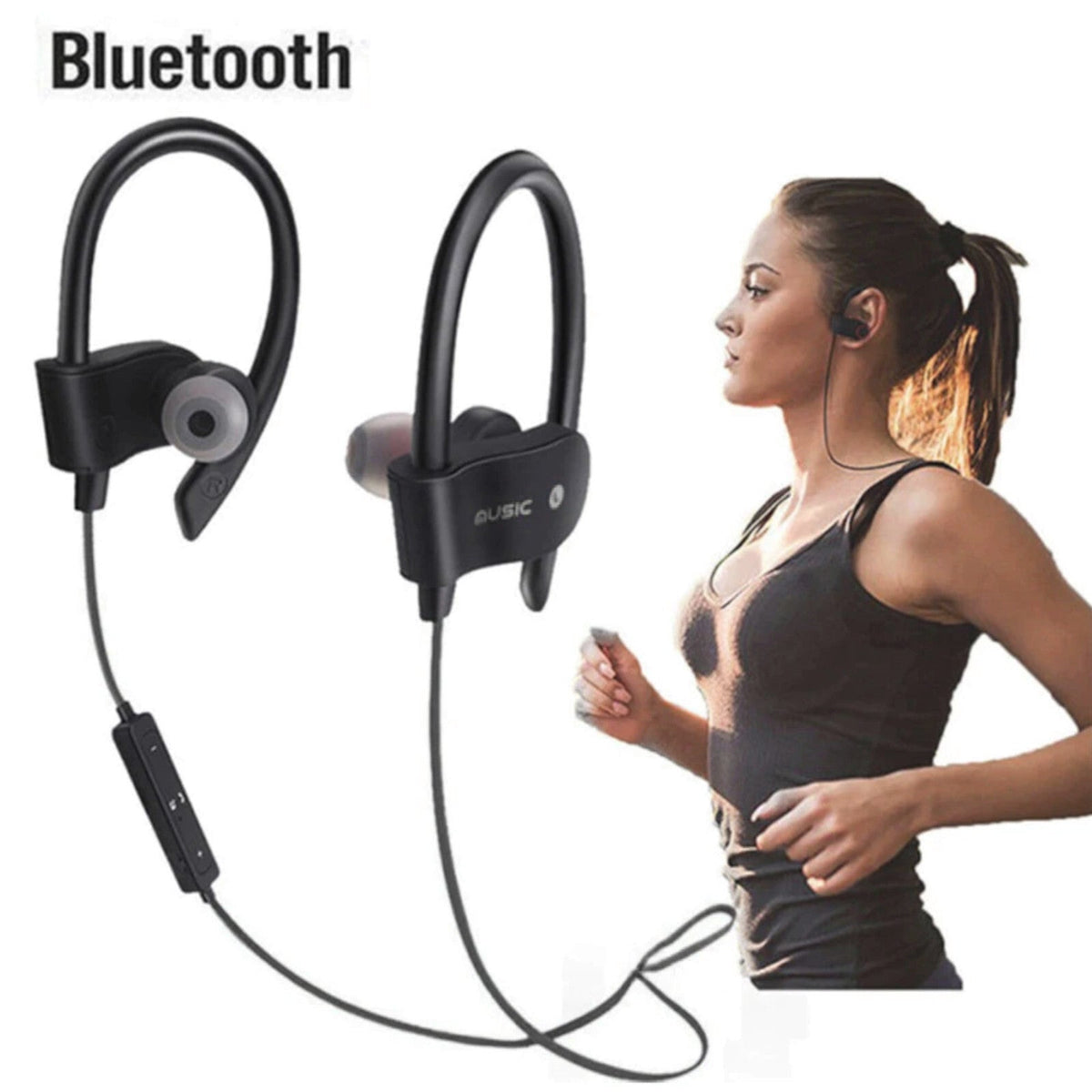 Schwarzer OB-01 Bluetooth Sport-Ohrbügelkopfhörer