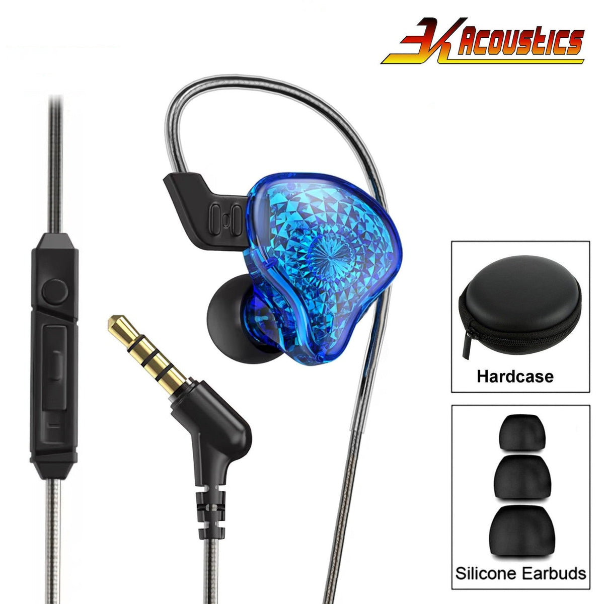 Blaues 3K K2 HD In-Ear-Headset