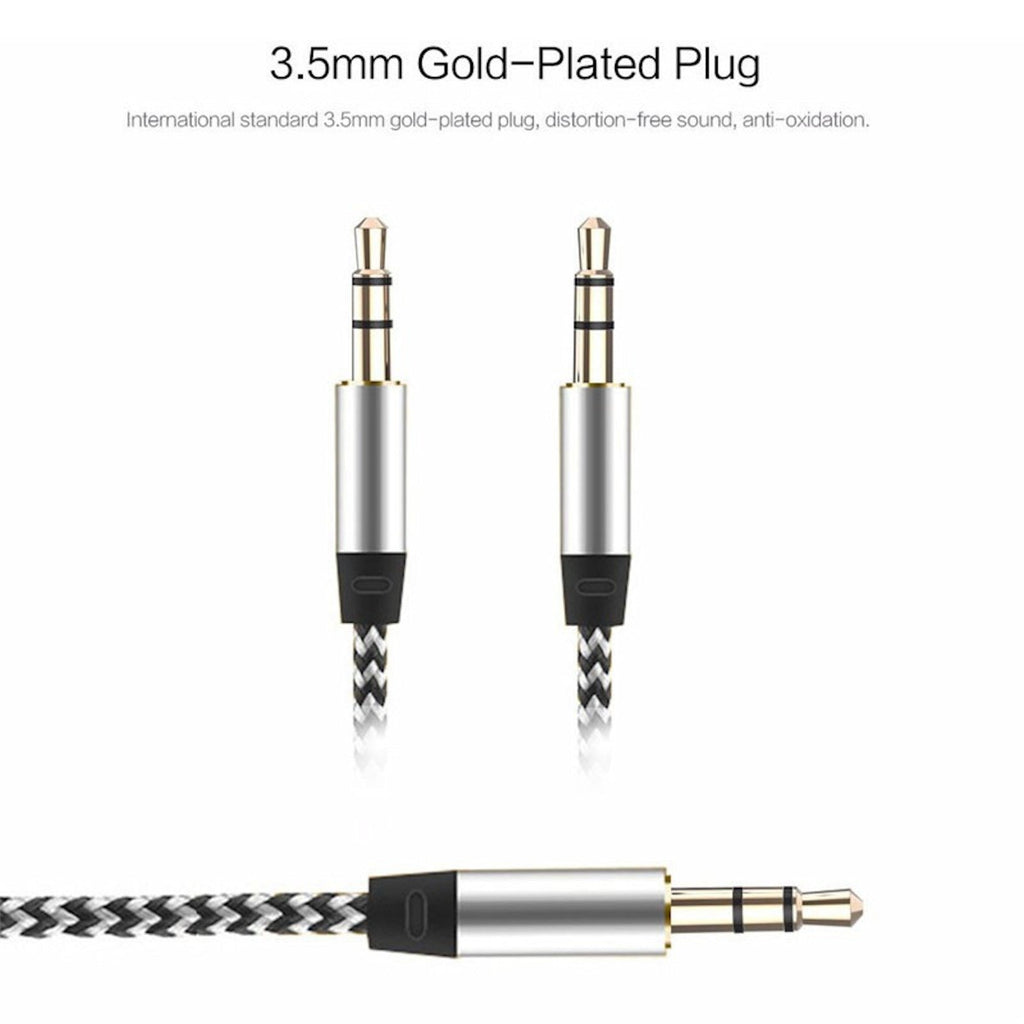 1 m Nylon AUX-Kabel mit 3,5-mm-Steckern