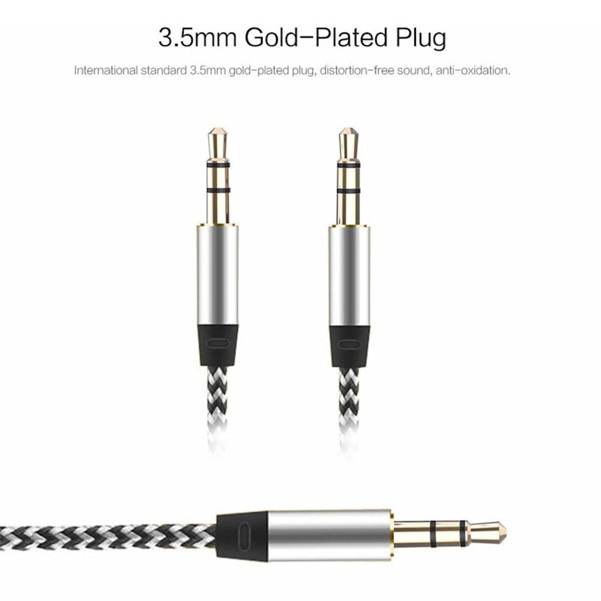 1 m Nylon AUX-Kabel mit 3,5-mm-Steckern