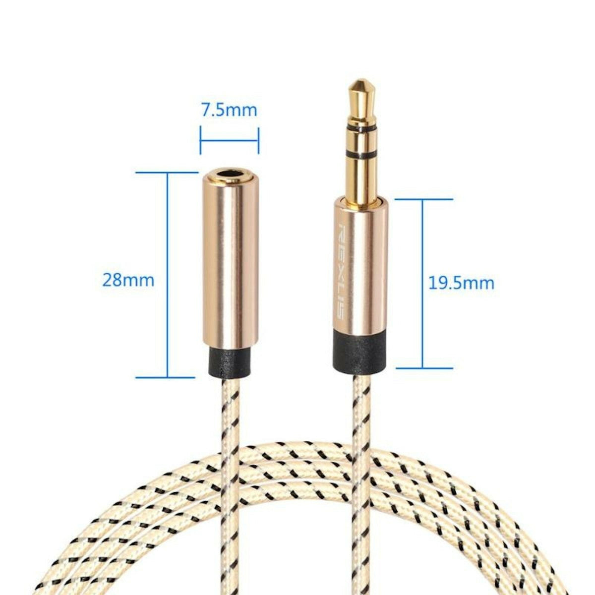 Beige 0,5 m Nylon Klinken-Verlängerung