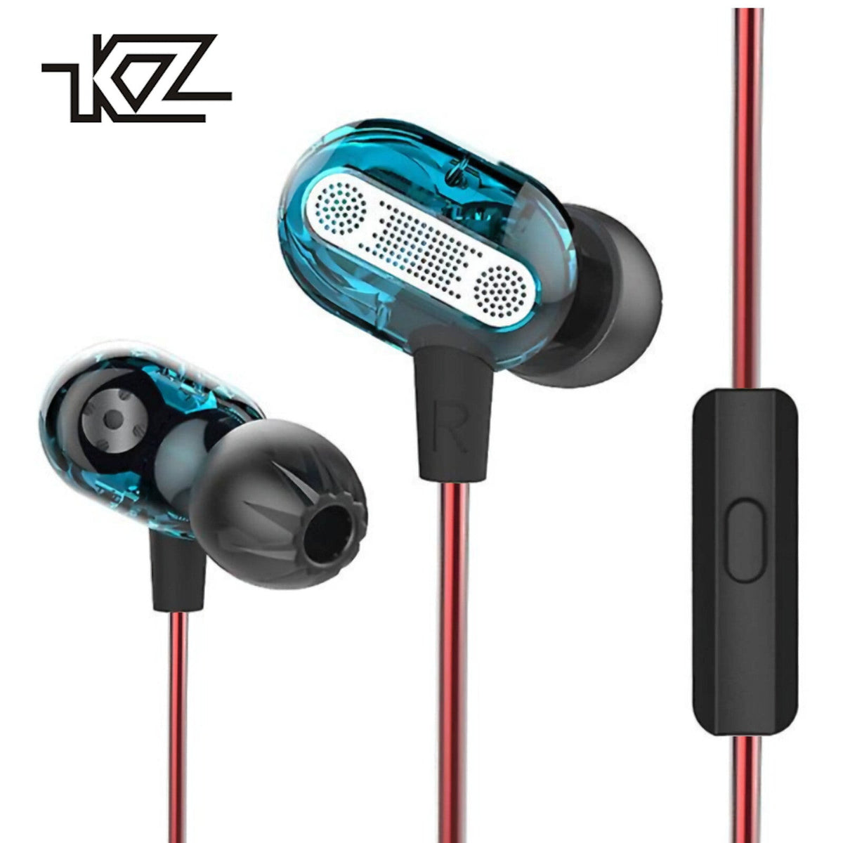 Blaues KZ ZSE Dual-Treiber In-Ear-Headset mit Mikrofon