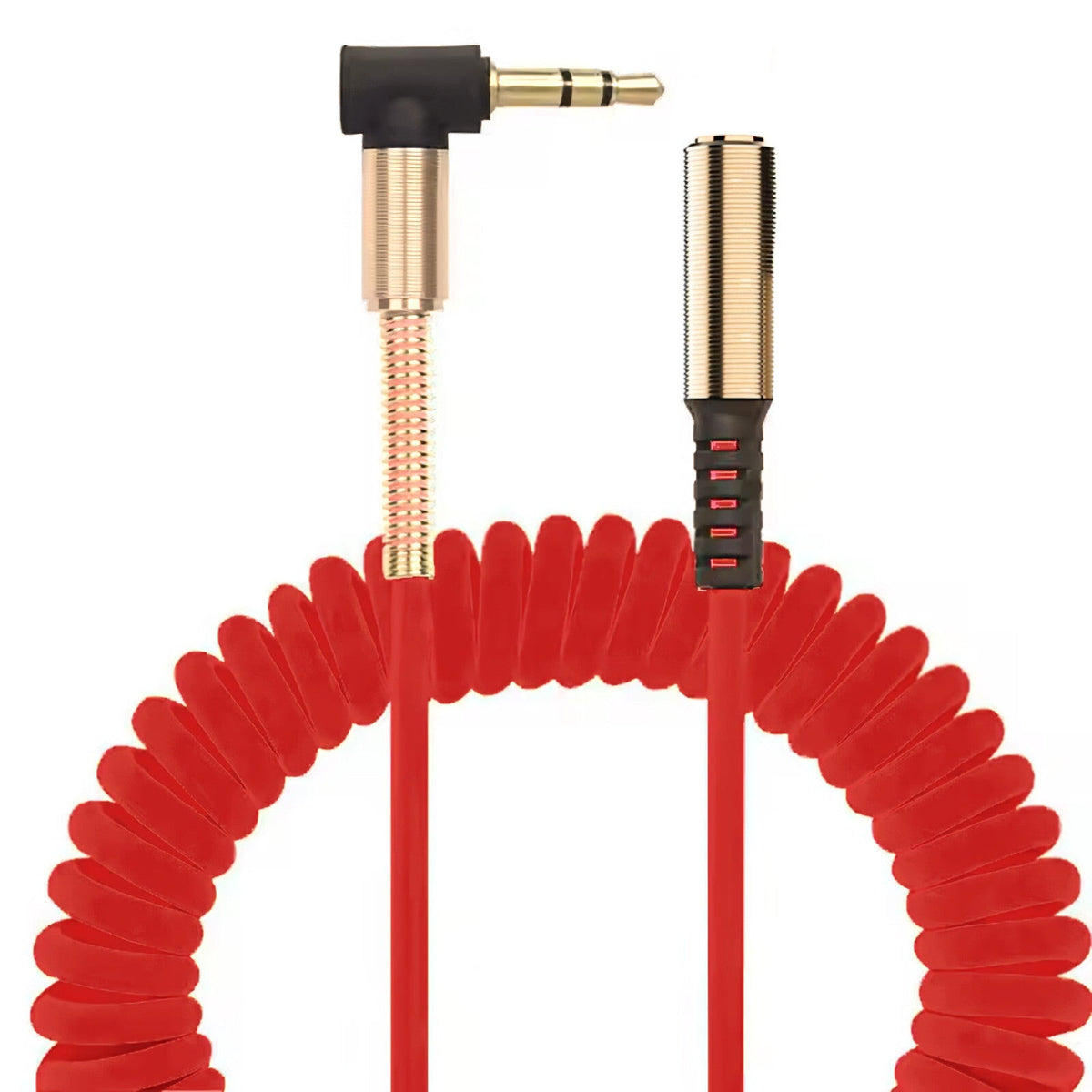 Rotes 3,5-mm-Spiral-Verlängerungskabel mit Winkelstecker