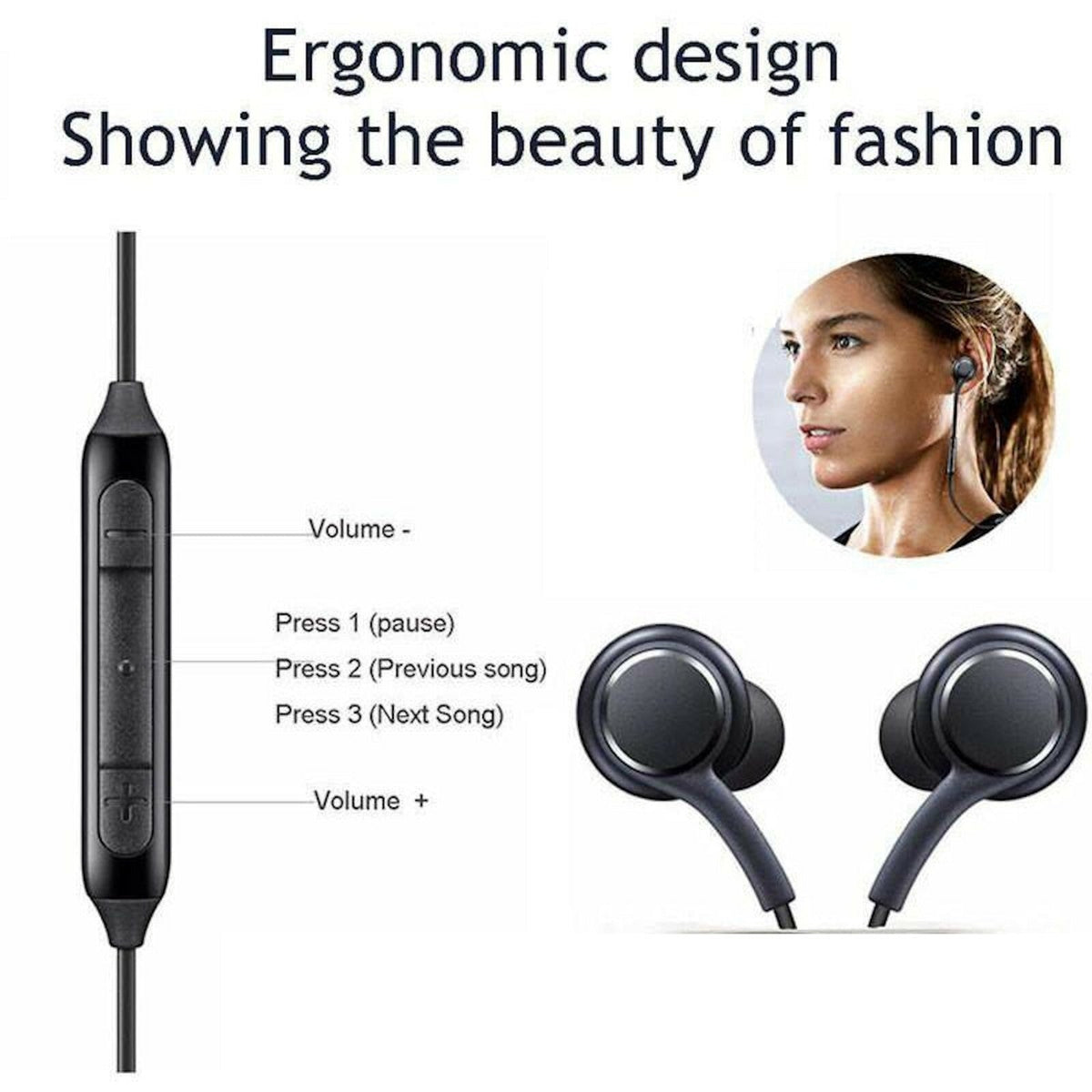 Schwarzes EO-IG955 2-Wege In-Ear-Headset