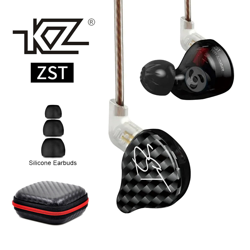 Schwarze KZ ZST Pro Hybrid In-Ear-Kopfhörer