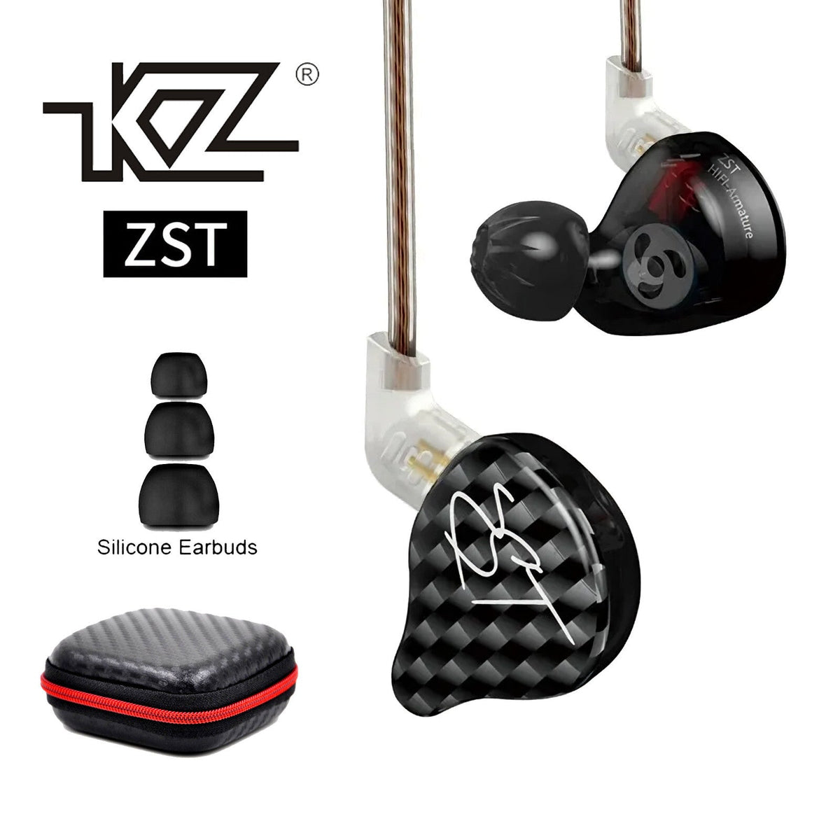 Schwarze KZ ZST Pro Hybrid In-Ear-Kopfhörer