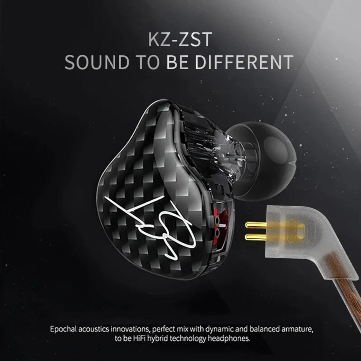 Schwarze KZ ZST Pro Hybrid In-Ear-Kopfhörer