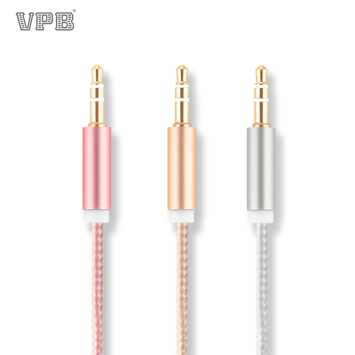 VPB 1 m Nylon AUX-Kabel mit 3,5-mm-Steckern