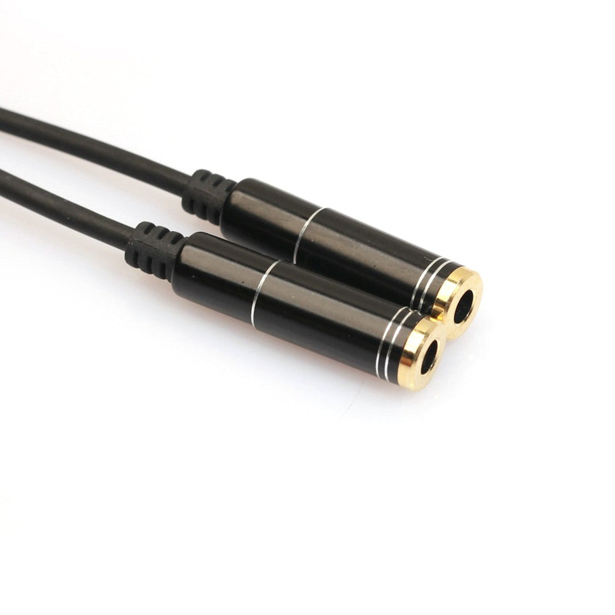 Schwarzer 3,5-mm-Kopfhörer-Splitter auf zwei Buchsen