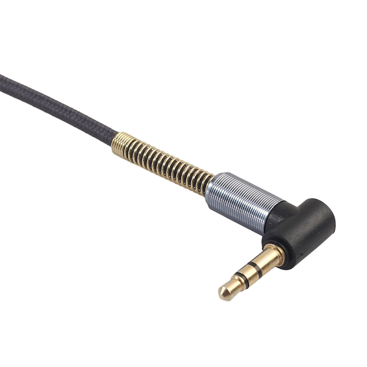 Blaugrauer 3,5-mm-Audio-Splitter mit Winkelstecker und zwei Buchsen