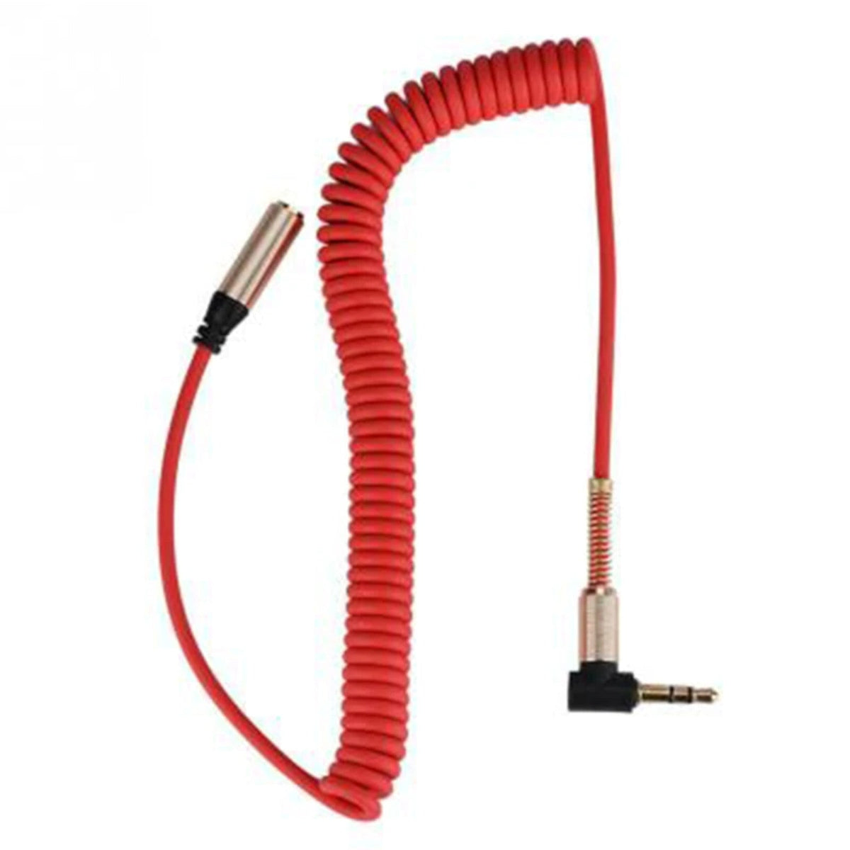 Rotes 3,5-mm-Spiral-Verlängerungskabel mit Winkelstecker