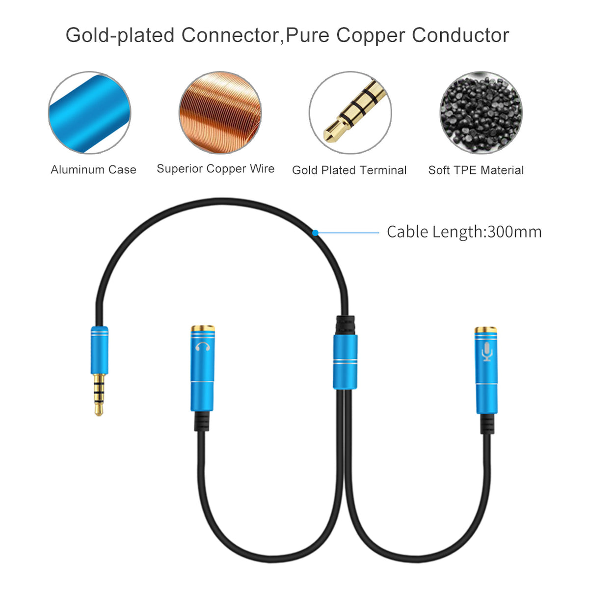 Audio Splitter Kabel Y Adapter Headset 3.5mm Klinke Stecker > 2 x Buchse - 3KShop.de