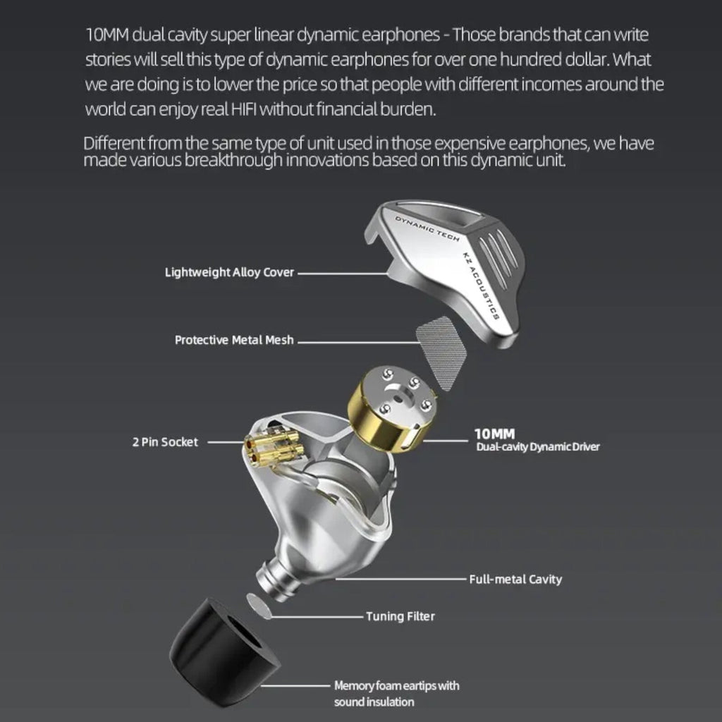 Schwarze KZ ZVX High-End In-Ear-Kopfhörer aus Metall