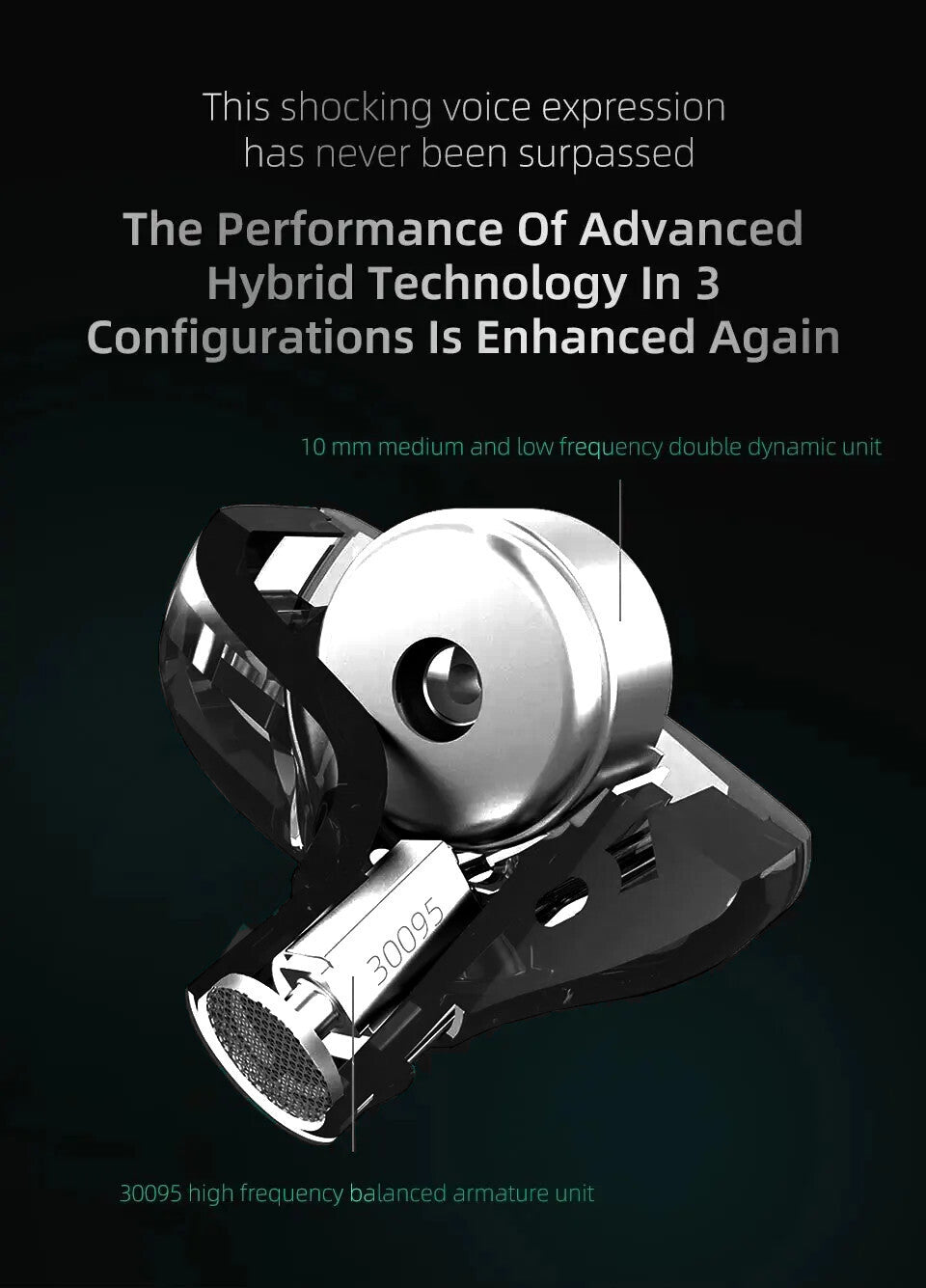 Schwarzes KZ ZSTx Pro Hybrid In-Ear-Headset