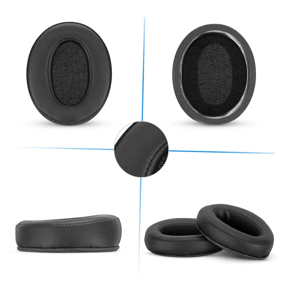 Ohrpolster für Sennheiser Kopfhörer Momentum 2 On Ear Kunstleder Schwarz
