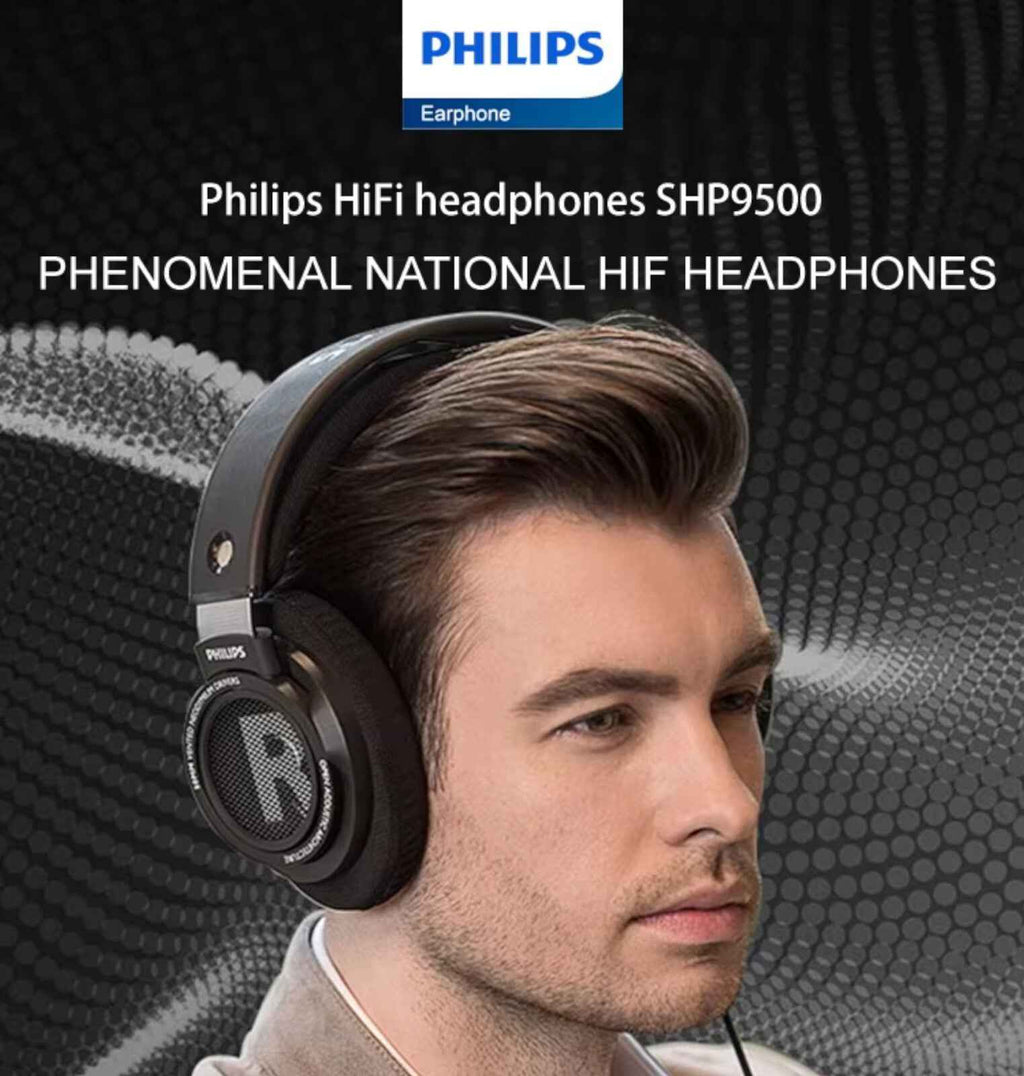 Schwarze Philips SHP9500 offene HiFi Over-Ear-Kopfhörer