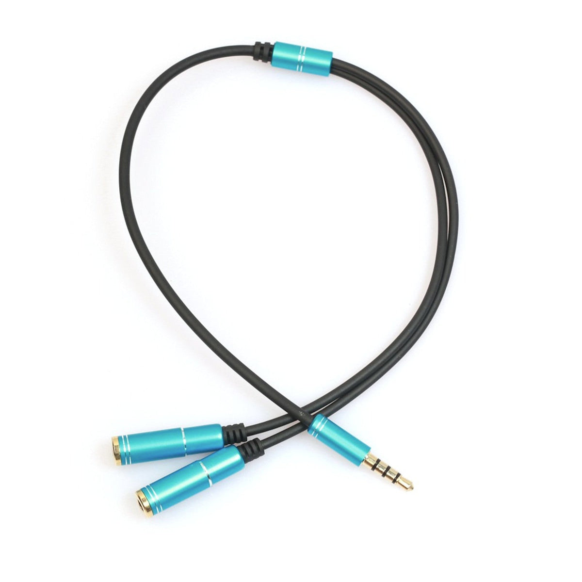 Blauer 3,5-mm-Kopfhörer-Splitter auf zwei Buchsen