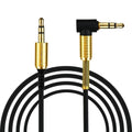 Schwarz-silbernes 1 m AUX-Kabel mit Winkelstecker