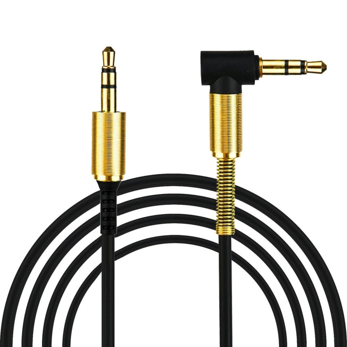 Schwarz-silbernes 1 m AUX-Kabel mit Winkelstecker