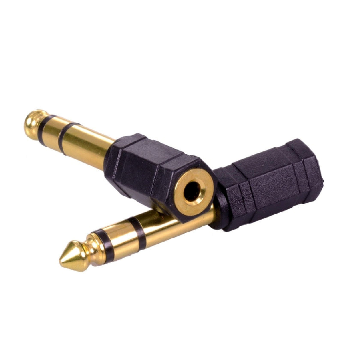 Vergoldeter Klinkenadapter 3,5-mm-Buchse auf 6,35-mm-Stecker