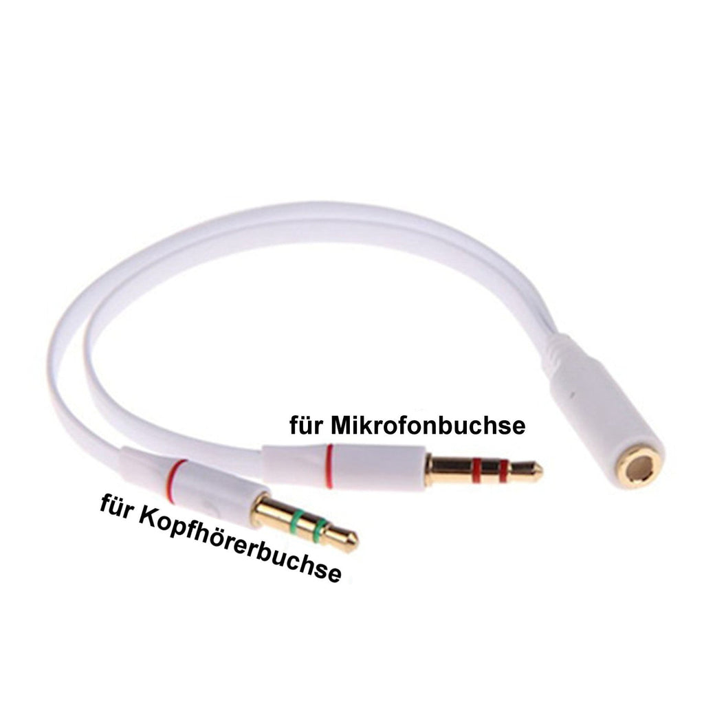 Weißer 3,5-mm-Headset-Splitter für Audio und Mikrofon
