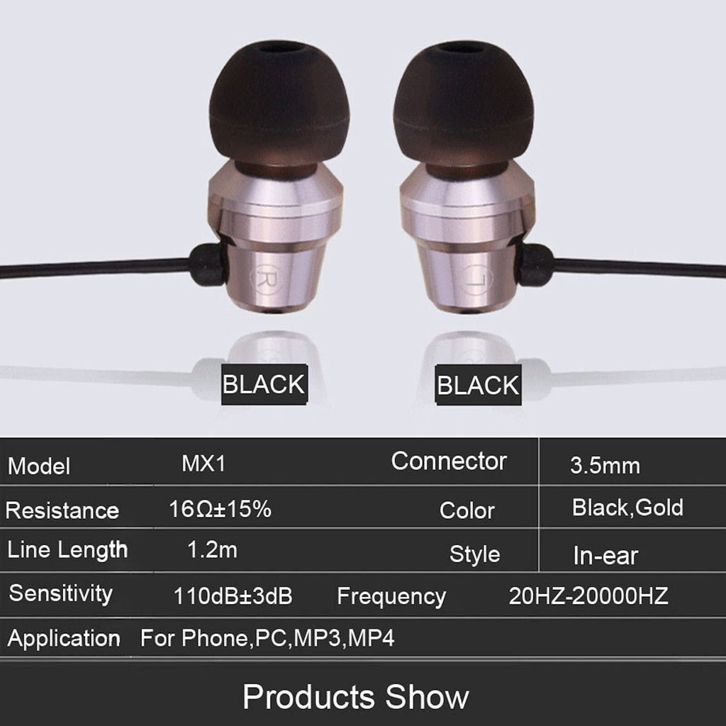 Gunmetal-schwarzes MX1 Metall In-Ear-Headset
