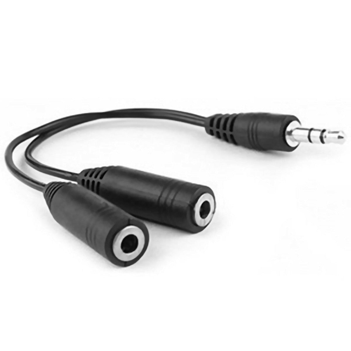 Schwarzer 3,5-mm-Y-Splitter für zwei Kopfhörer