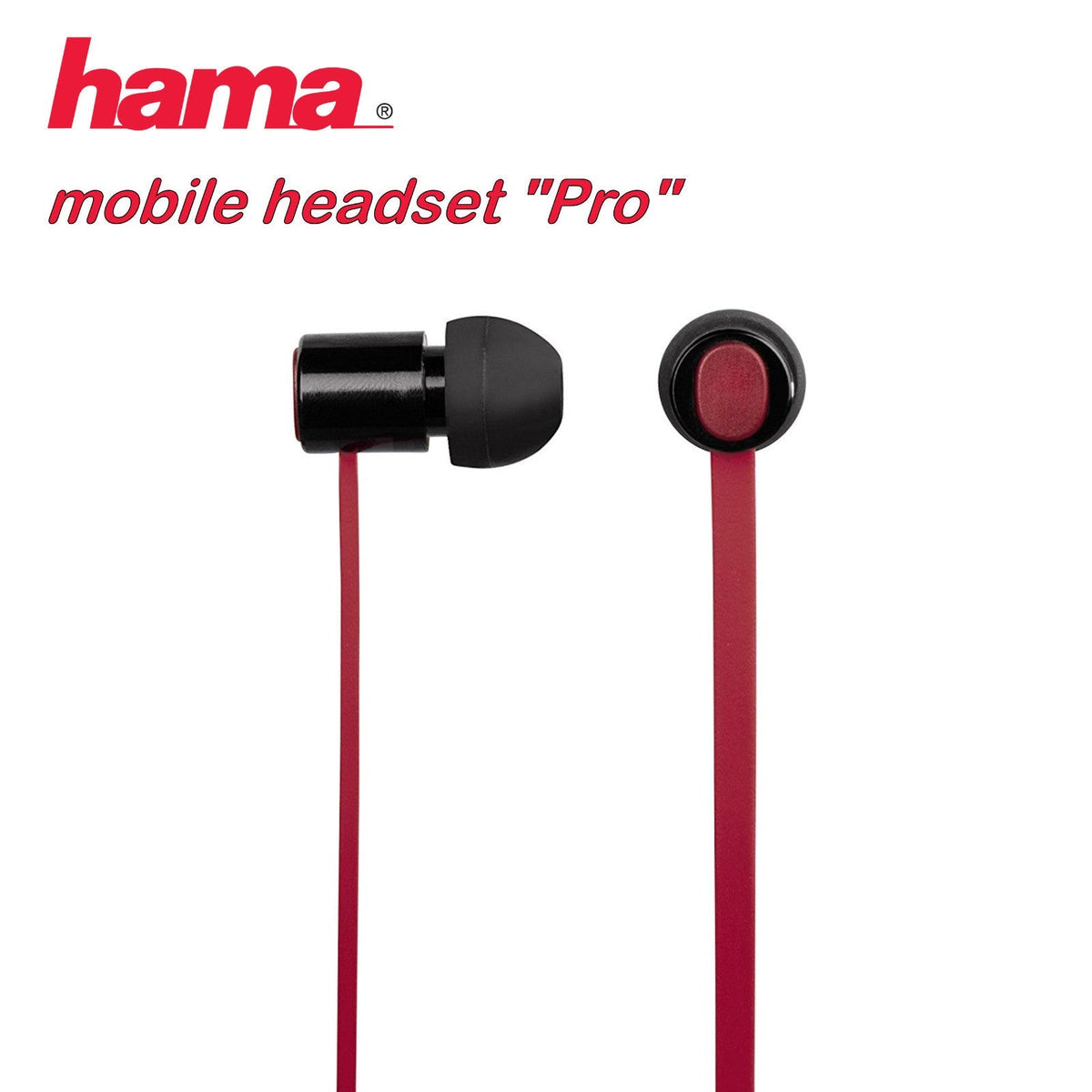 Zwölf Hama Mobile Pro In-Ear-Headsets in Schwarz-Rot