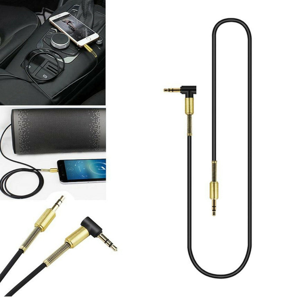 Schwarzes 1 m AUX-Kabel mit Winkelstecker