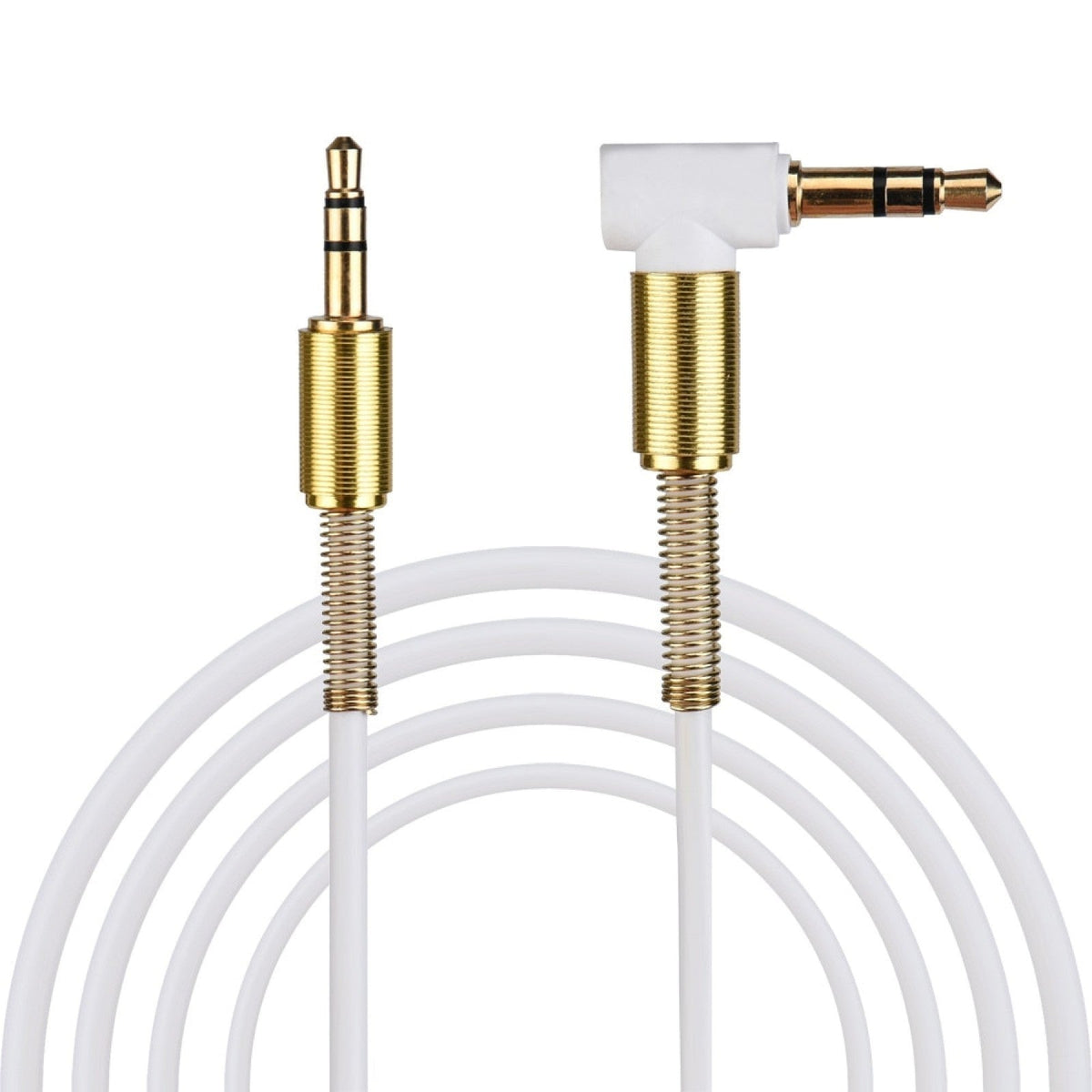 Weiß-goldenes 1 m AUX-Kabel mit Winkelstecker