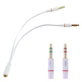 Weißer 3,5-mm-Headset-Splitter für Audio und Mikrofon