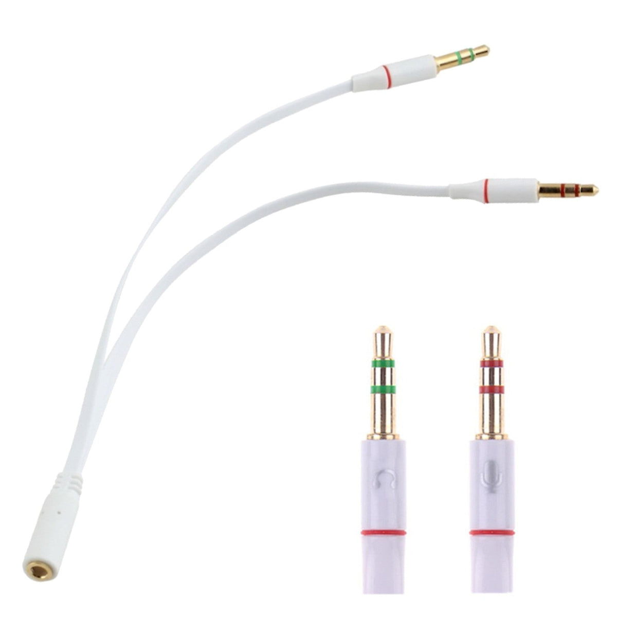 Weißer 3,5-mm-Headset-Splitter für Audio und Mikrofon