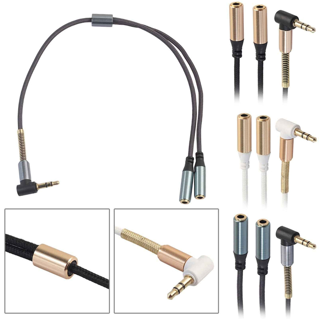 Audio Doppler Kabel Winkelstecker Kopfhörer 3.5mm Stecker > 2 Buchse blaugrau
