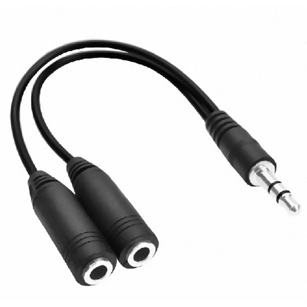 Schwarzer 3,5-mm-Y-Splitter für zwei Kopfhörer