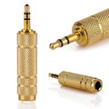 Vergoldeter Klinkenadapter 6,35-mm-Buchse auf 3,5-mm-Stecker