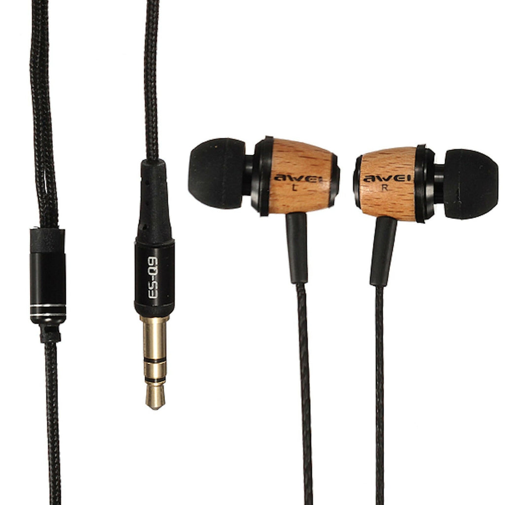 Hellbraune AWEI ES-Q9 Holz In-Ear-Kopfhörer